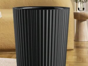 MSEVC Simple Striped Trash Can, Paper Basket Bin For Bedroom, Living Room, Bathroom, Waste Management Container