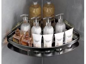 MSEVC Bathroom Shelf Aluminum Alloy Shampoo Rack Makeup Storage Organizer Shower Shelf Bathroom Accessories No Drill Wall Corner Shelf