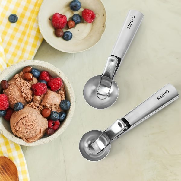 MSEVC A Stainless Steel Ice Cream And Fruit Scoop, a Durable Spherical Digger Suitable for Watermelon, Cantaloupe, And Papaya, Food-Safe Ice Cream And Fruit Scoop