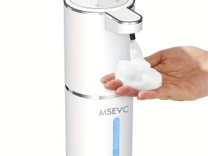 MSEVC Automatic Touchless Liquid Soap Dispenser Wall-Mounted with Rechargeable Battery & USB, Hygienic -Activated Operation, Adjustable Settings, Modern Black Design for Bathroom/Kitchen - Plastic (Hands-Free)