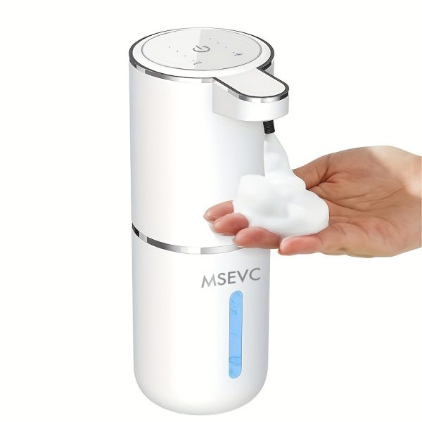 MSEVC Automatic Touchless Liquid Soap Dispenser Wall-Mounted with Rechargeable Battery & USB, Hygienic -Activated Operation, Adjustable Settings, Modern Black Design for Bathroom/Kitchen - Plastic (Hands-Free)